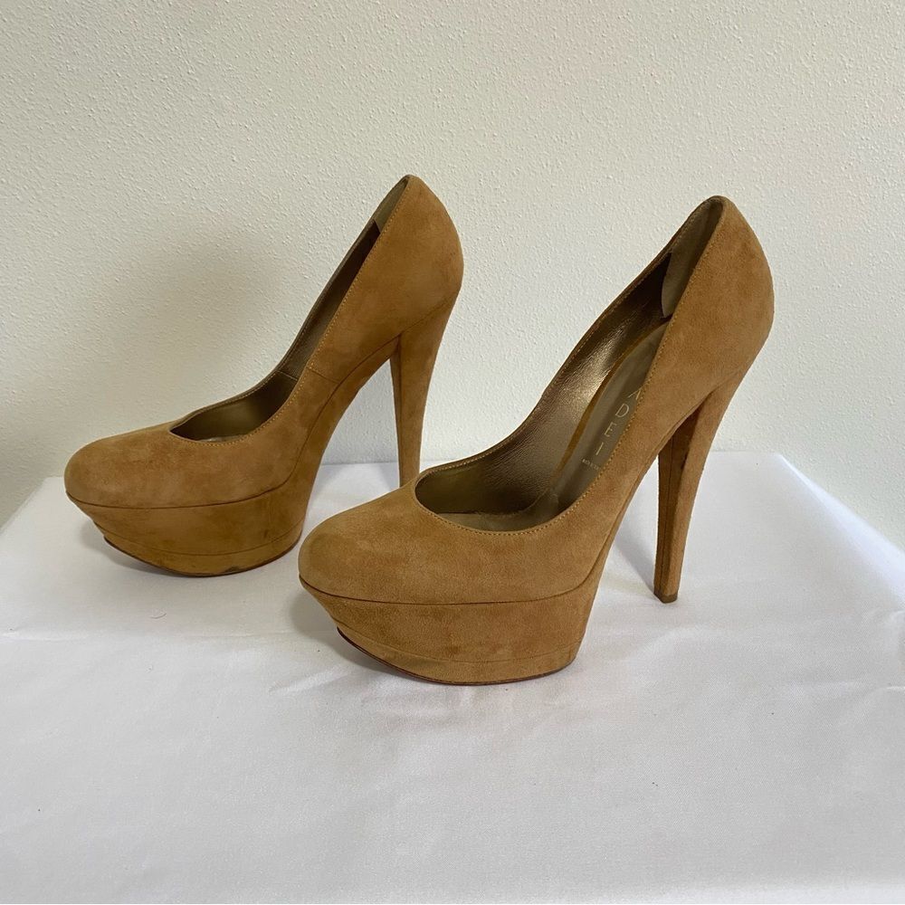 CASADEI Suede Triple Platform Heels - Picture 2 of 12